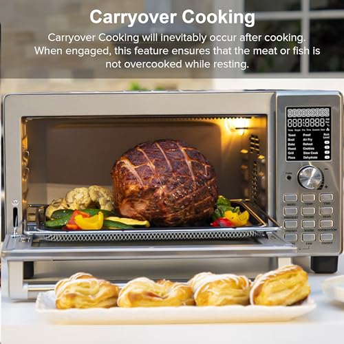 Nuwave Bravo XL Pro Air Fryer Toaster Oven with Grill Combo, 2025 New Ultra-Fast Convection System, 35% Crispier, 2X More Even, 142 Presets, 50-500F, Smarter Probe, PFAS Free, 30QT, Stainless Steel