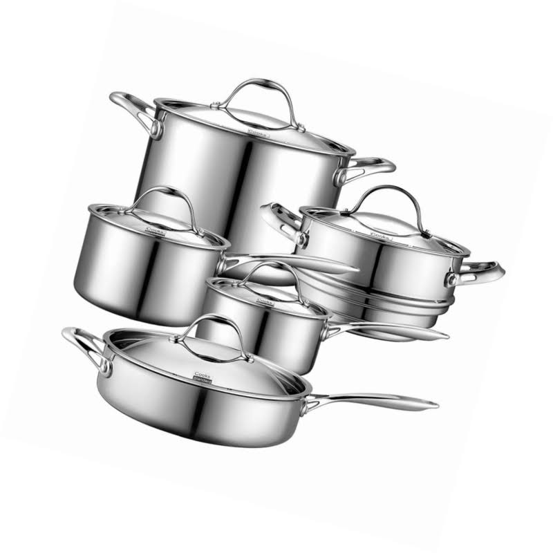 Cooks Standard 10 Piece Multi-Ply Clad Cookware Set Stainless Steel
