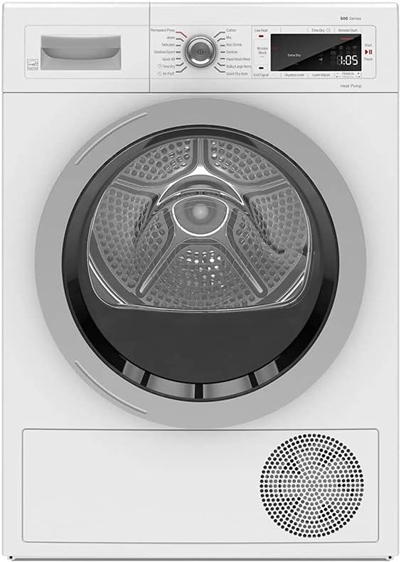 WTW87NH1UC 24" 500 Series Smart Compact Heat Pump Dryer with 4 cu. ft. Capacity, Stainless Steel Drum, Self Cleaning Condenser, Home Connect, Energy Star, in White
