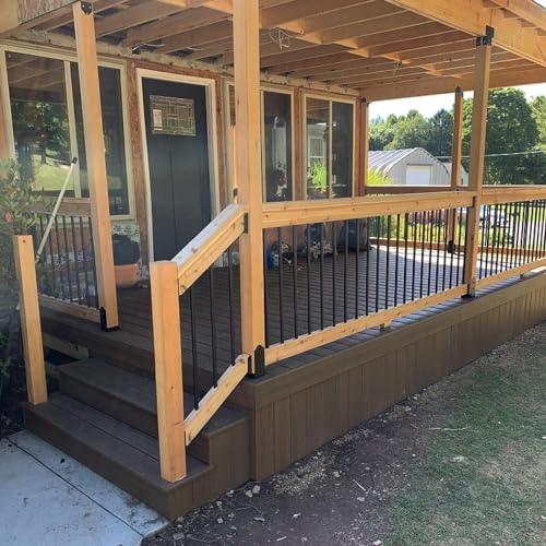 61 Pack Deck Balusters 32"x 3/4" Round Staircase Baluster, Diameter 3/4" Metal Deck Spindle and Stairs Railing,Hollow Round Black Deck Balusters for Deck Railing Porch