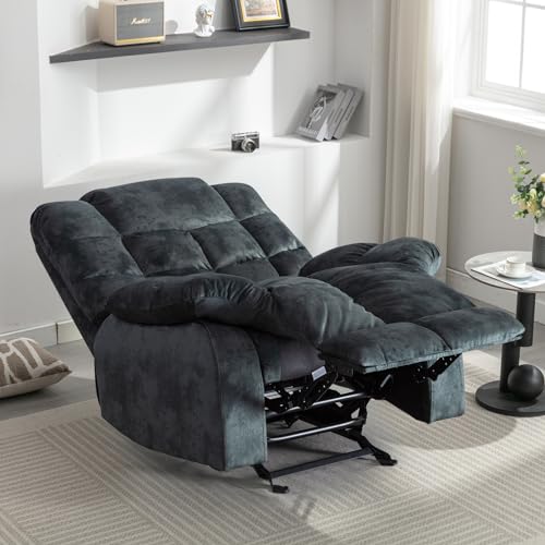 Manual Recliner Chair, Soft Fabric Reclining Chairs with Padded Backrest and Armrests, Classic Heavy Duty Single Sofa Recliner for Living Room