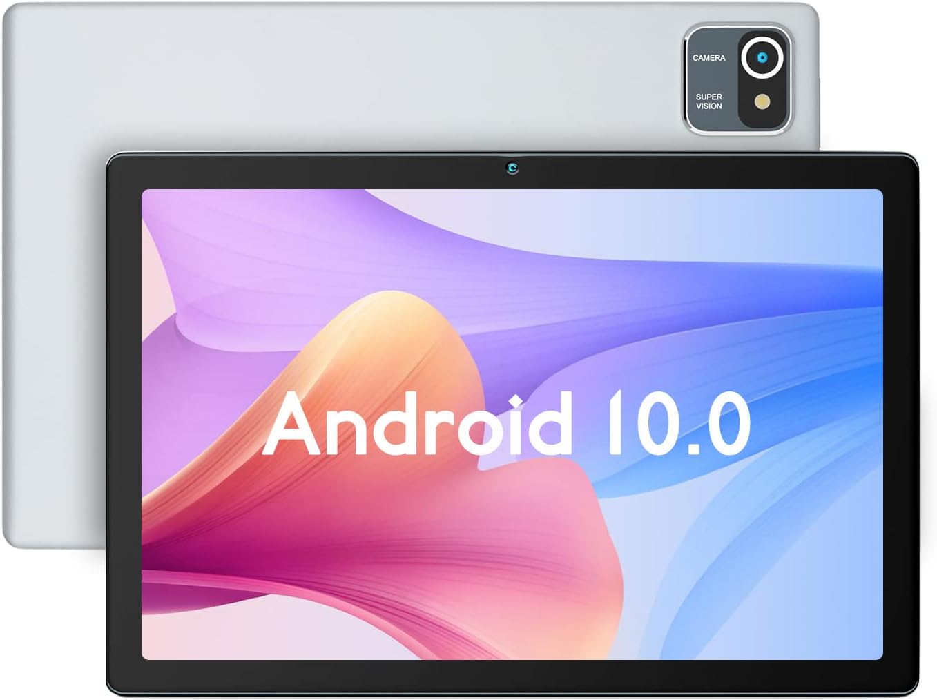 Anylake 10 Inch Tablets, Android 10 Tablet IPS HD Display, 2GB+32GB, Quad-Core 6000mAh Battery, Portable Gaming Tablet PC Silver