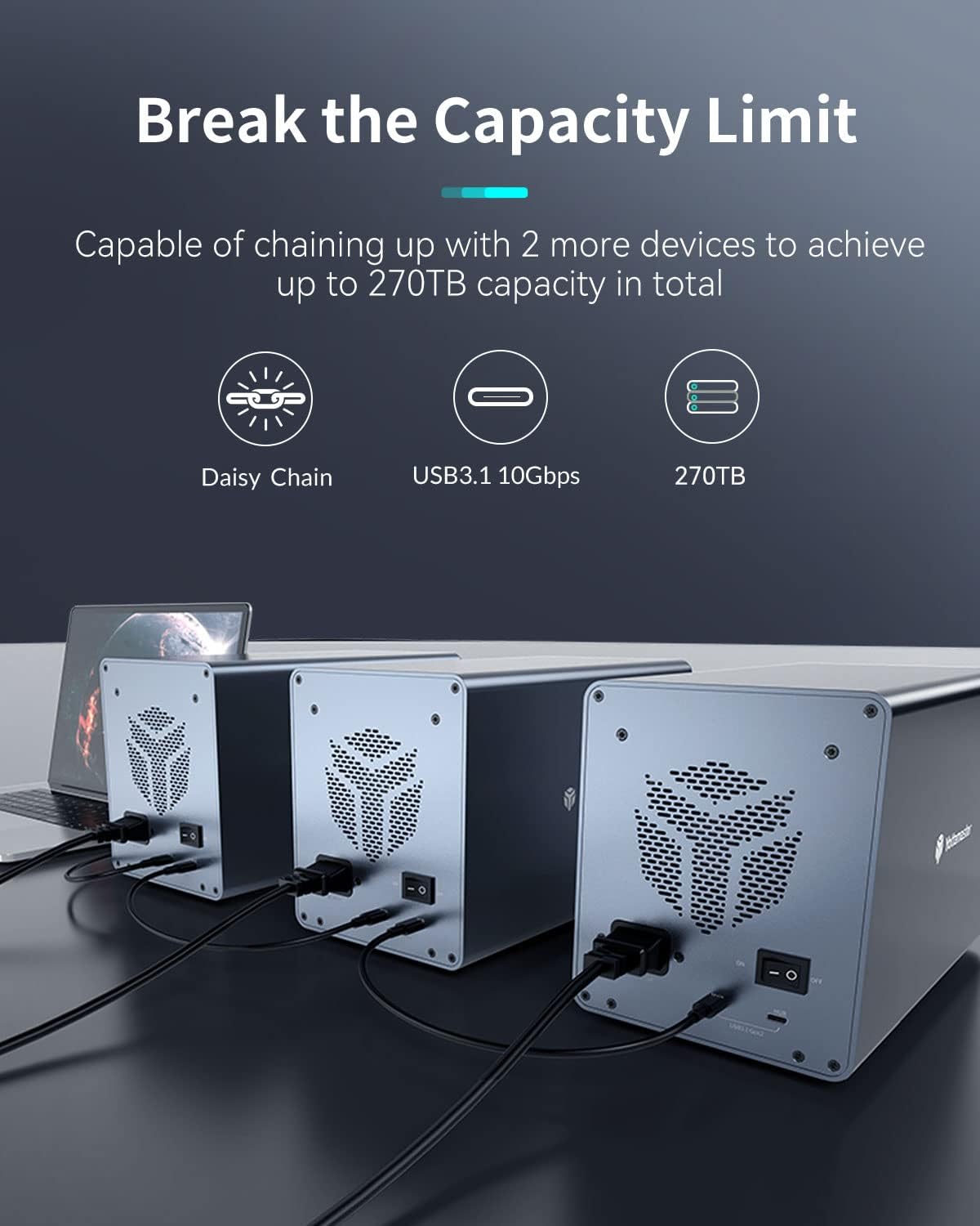 4 Bay Hard Drive Enclosure,Yottamaster Aluminum Alloy 2.5/3.5 USB3.0 to SATA3.0 External HDD SSD Storage Enclosure,Support 4 x 18 TB Capacity,Ideal for Enterprise-Class Storage Solution[FS4U3]