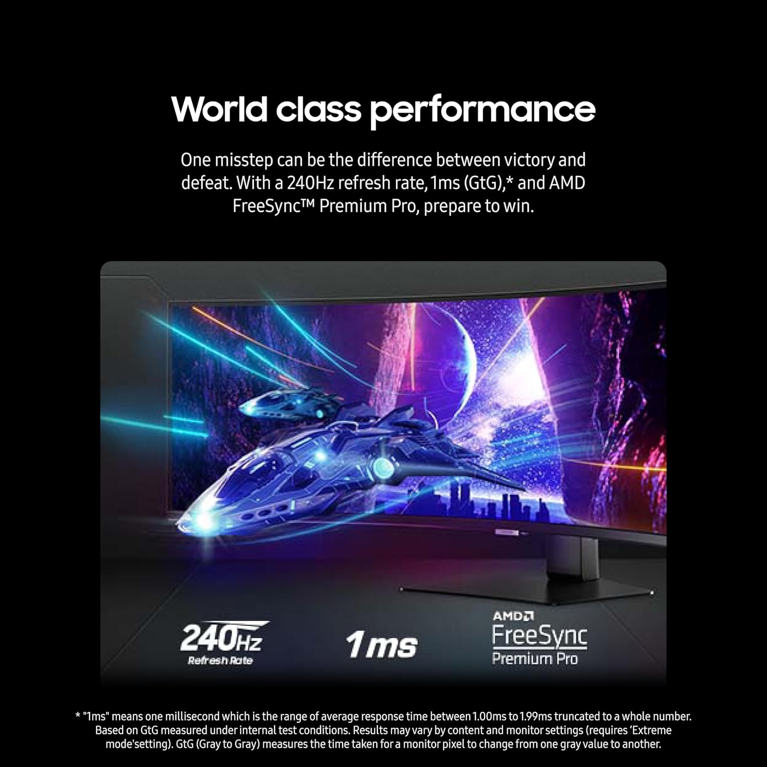 SAMSUNG 49-Inch Odyssey G9 Series DQHD 1000R Curved Gaming Monitor, 1ms(GtG), VESA DisplayHDR 1000, 240Hz, AMD FreeSync Premium Pro, Height Adjustable Stand, LS49CG954ENXZA, 2024 (Renewed), Black