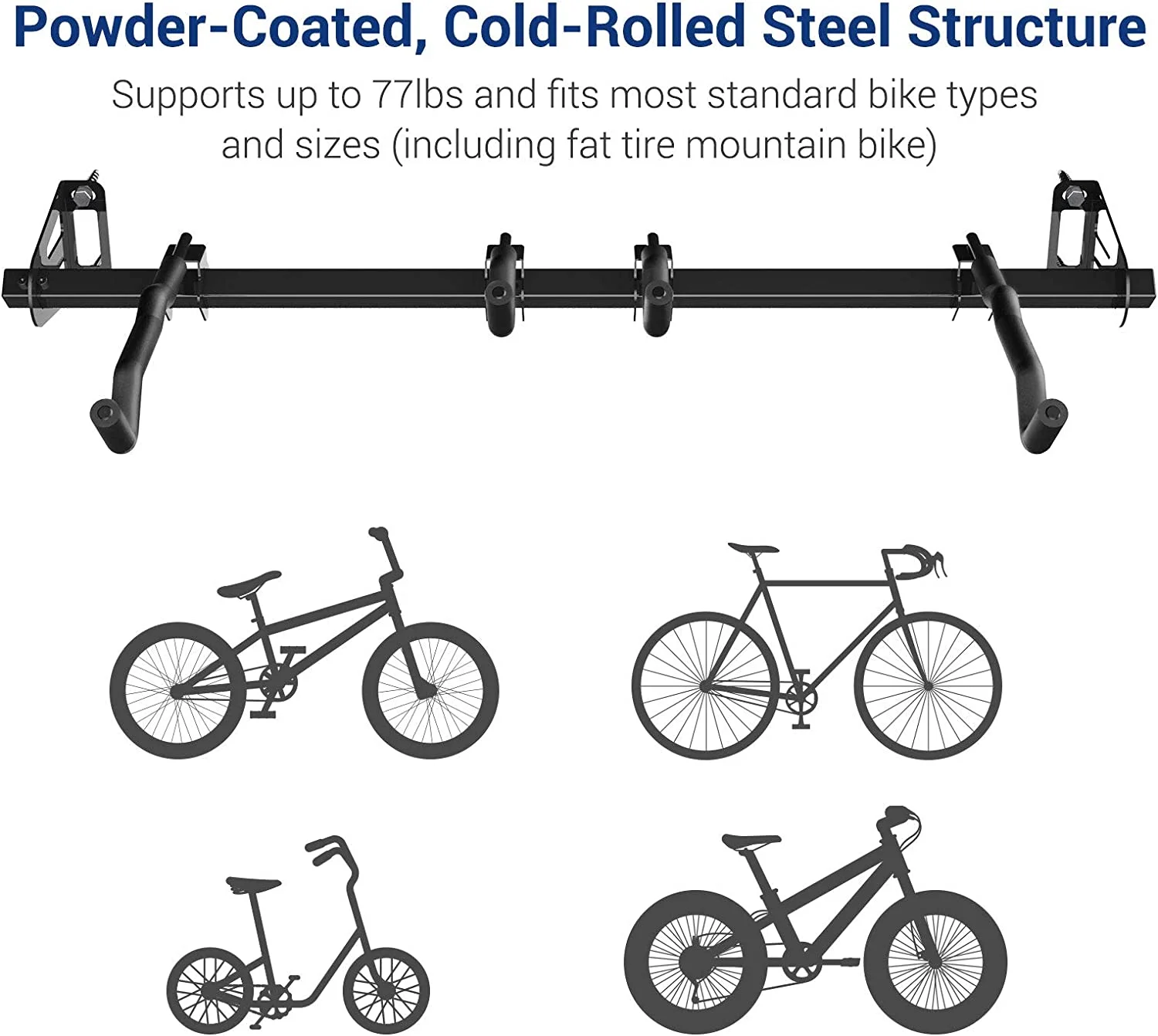 6-Bike Storage Rack for Garage, Heavy-Duty Wall Mount Hanger for Home & Garage, Holds Up to 300lbs