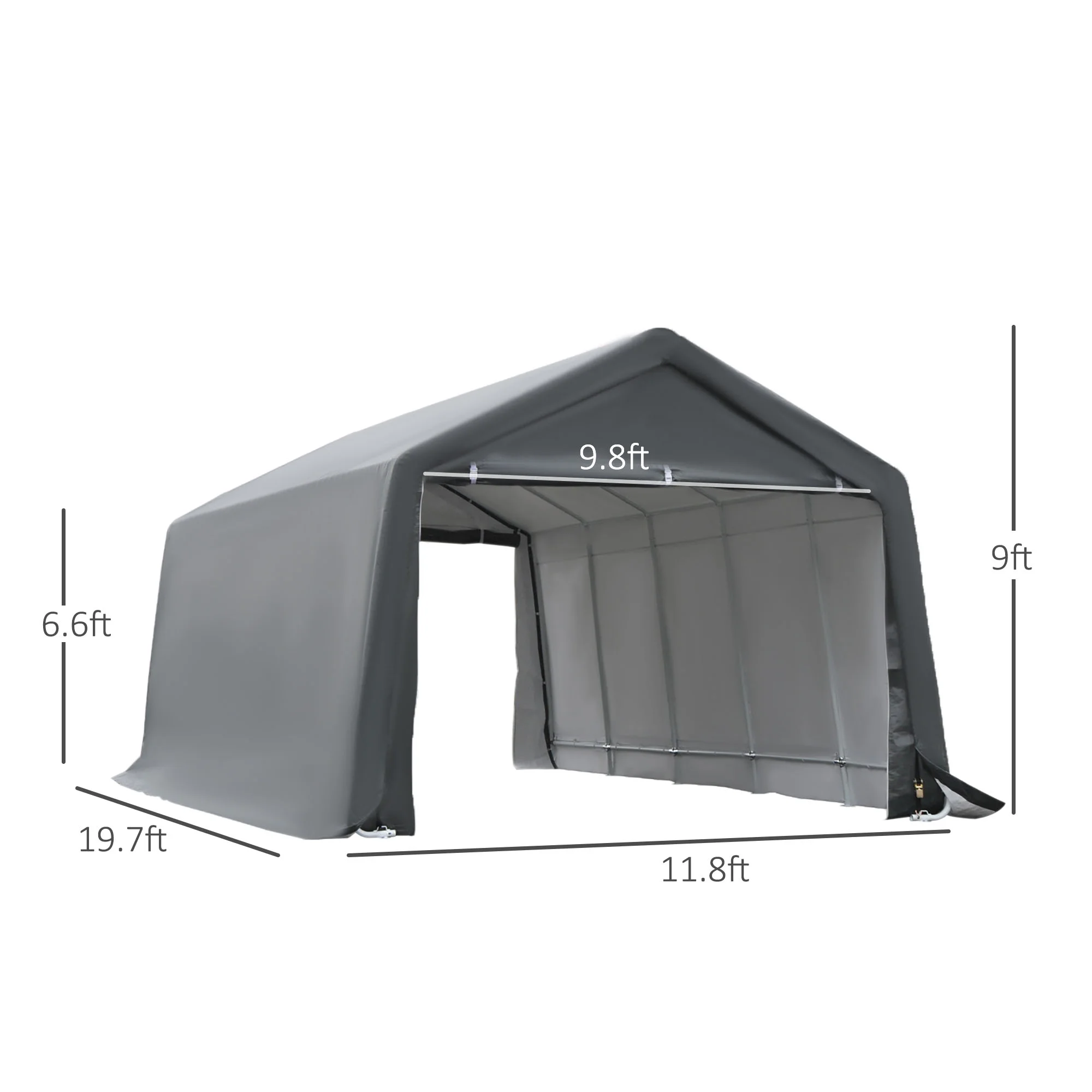 Outsunny 12' x 20' Heavy Duty Caport Canopy Tent and Drainage Holes Grey
