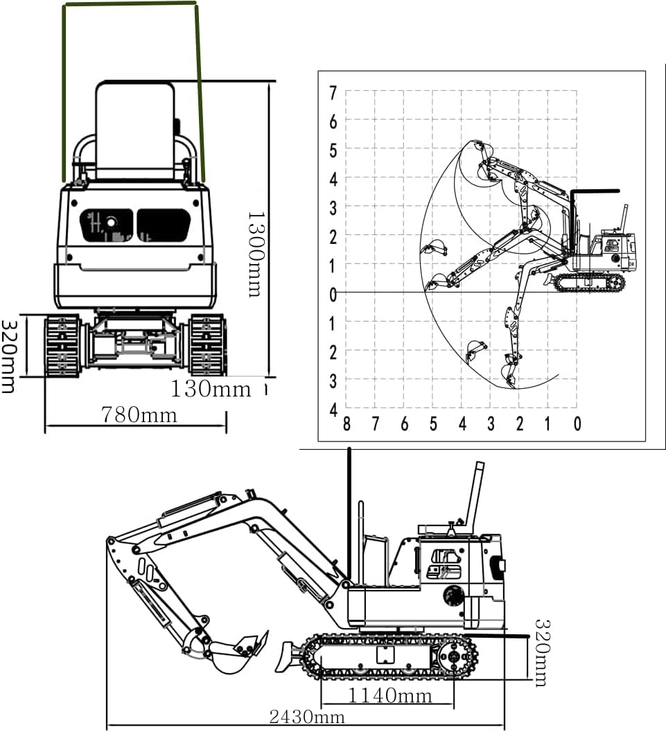 TYPHON Mini Excavator Gas Engine EPA Machine, Crawler Excavator for Construction Works, Suitable for Farms, Roads, Parks, Orchards, Gardens, Digging Trenches, Fertilizing, Weeding