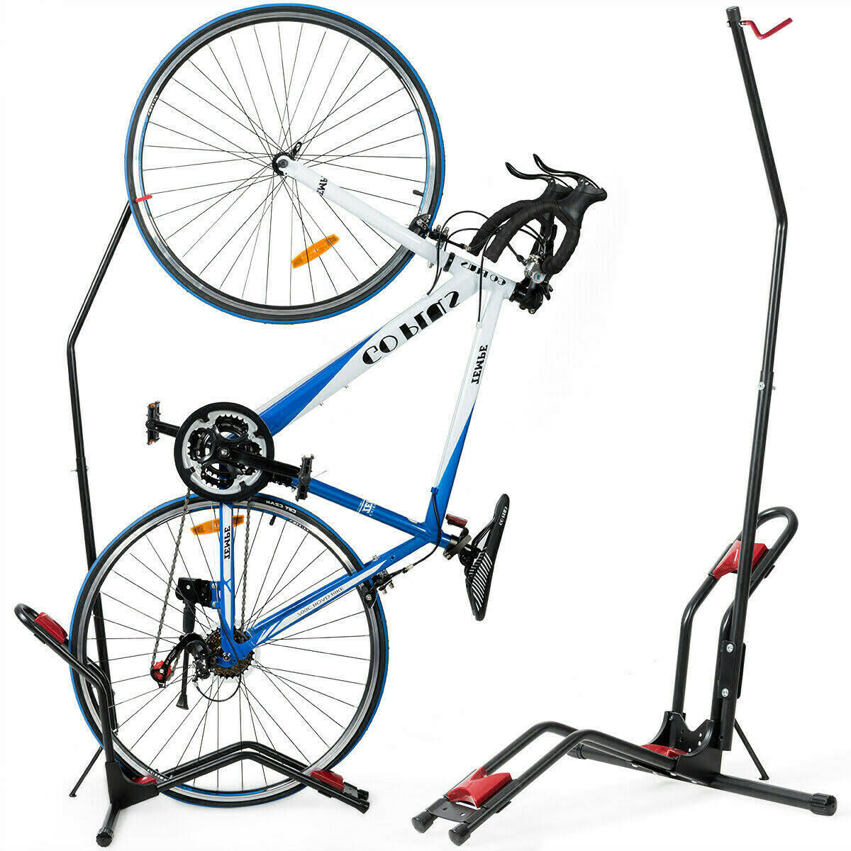 Bike Floor Stand Bike Rack Stand for Vertical/Horizontal Indoor Bike Storage