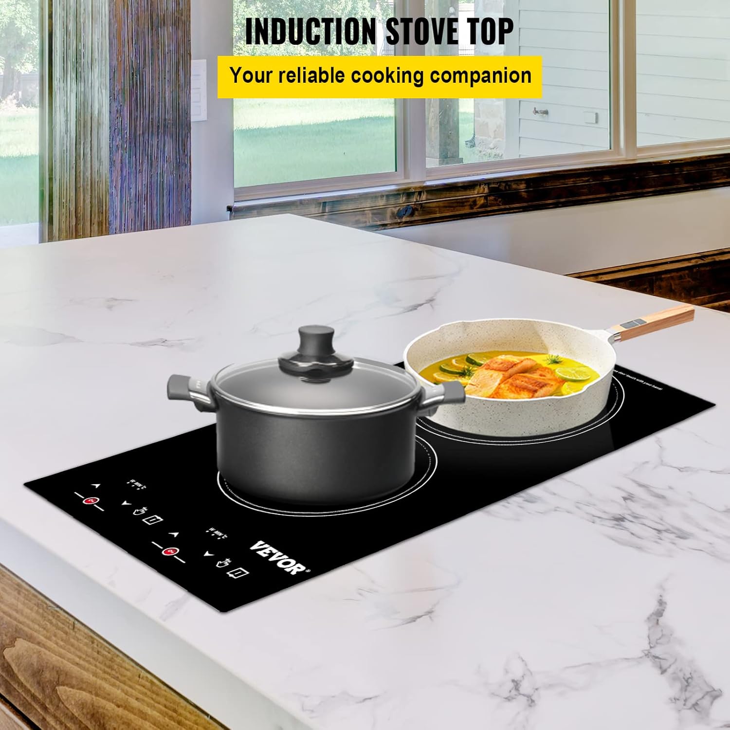 VEVOR Built-in Induction Electric Stove Top 5 Burners,35 Inch Electric Cooktop,9 Power Levels & Sensor Touch Control,Easy to Clean Ceramic Glass Surface,Child Safety Lock,240V