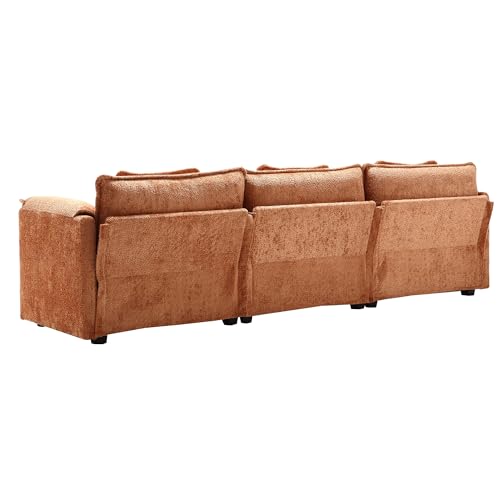 U-Shaped Oversized Chenille Upholstered Modular Sectional Sofa Modern Deep Seat Reversible Chaises Cloud Couch Convertible Living Room Sleeper Sofabed with Movable Ottomans for Home, Apartment