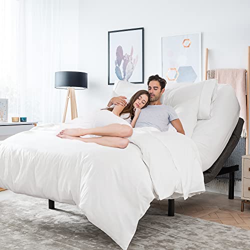 Nestl Basic Adjustable Bed Base, Full Size Bed Frame, Motorized Head and Foot Incline, Adjustable Bed Frame, Wireless Remote, Fast & Easy Assembly