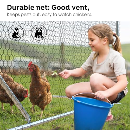 Veehoo Large Metal Chicken Coop for 6-10 Chickens, Walk-in Chicken Run Outdoor Duck Pens Rabbit Cage with Water-Resident and Anti-UV Cover for Outside,Backyard and Farm, 6.5' L x 9.8' W x 6.5' H