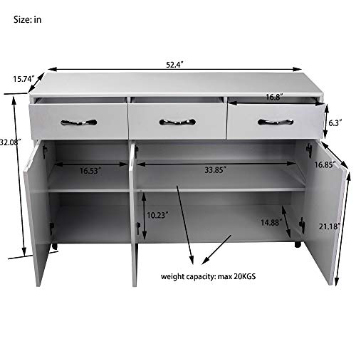 Buffet Sideboard with 3 Drawers and 3 Doors,Modern Wood Kitchen Server Storage Cabinet Cupboard,Bedroom Storage Drawer Organizer Console Tables Storage Drawer Unit,for Living Room, Dining Room