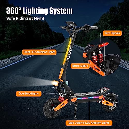 Electric Scooter for Adults High Power 2800W/5600W Dual Motors Top Speed 32/52 MPH, 60V 15/30Ah Battery 35/60 Miles Range 11" Off-Road Tire Sport E-Scooter with Seat