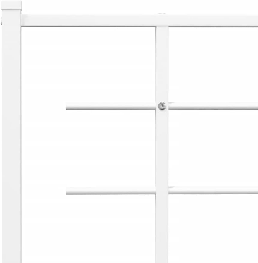 vidaXL White Steel Metal Bed Frame-Double Bed with Headboard/Footboard-81.5" x61.4 x35.4 | Modern Bedroom Furniture