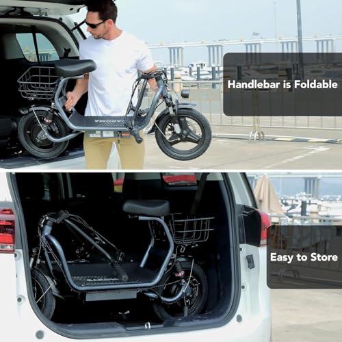 Caroma Peak 1200W Electric Scooter with Seat, 14" Fat Tire Electric Scooters for Adults, 500Wh Battery up to 30 Miles&20MPH, Foldable Adult Electric Bike for Commuting with Basket&Shock Absorbing