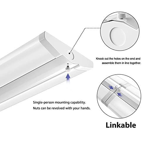 AntLux 110W 8FT LED Shop Lights Ultra Slim LED Wraparound, 12600LM, 5000K, 8 Foot Strip Light, Flush Mount Garage Office Warehouse Ceiling Lighting Fixture, 8 Foot Fluorescent Tube Replacement, 4 Pack