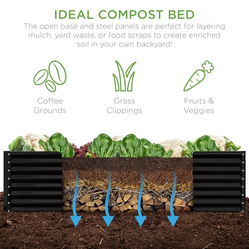 Best Choice Products 8x4x2ft Outdoor Metal Raised Garden Bed, Deep Root Planter Box for Vegetables, Flowers, Herbs, and Succulents w/ 478 Gallon Capacity - Gray