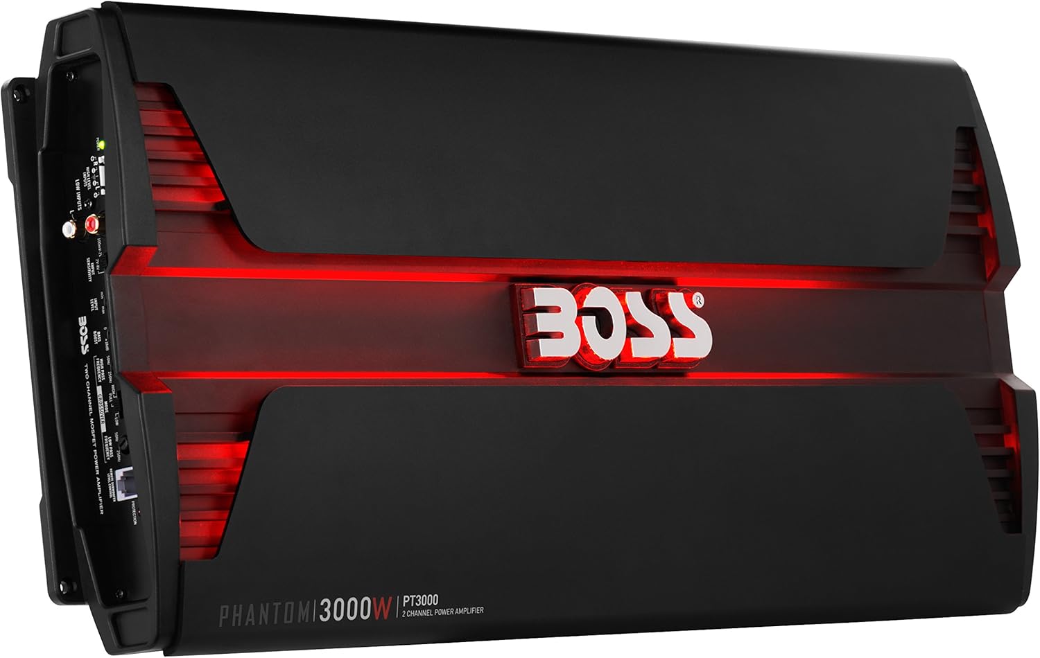 BOSS Audio Systems PT3000 2 Channel Car Amplifier – Phantom Series, 3000 Watts, Full Range, Class A/B, 2-4 Ohm Stable, MOSFET Power Supply, Bridgeable
