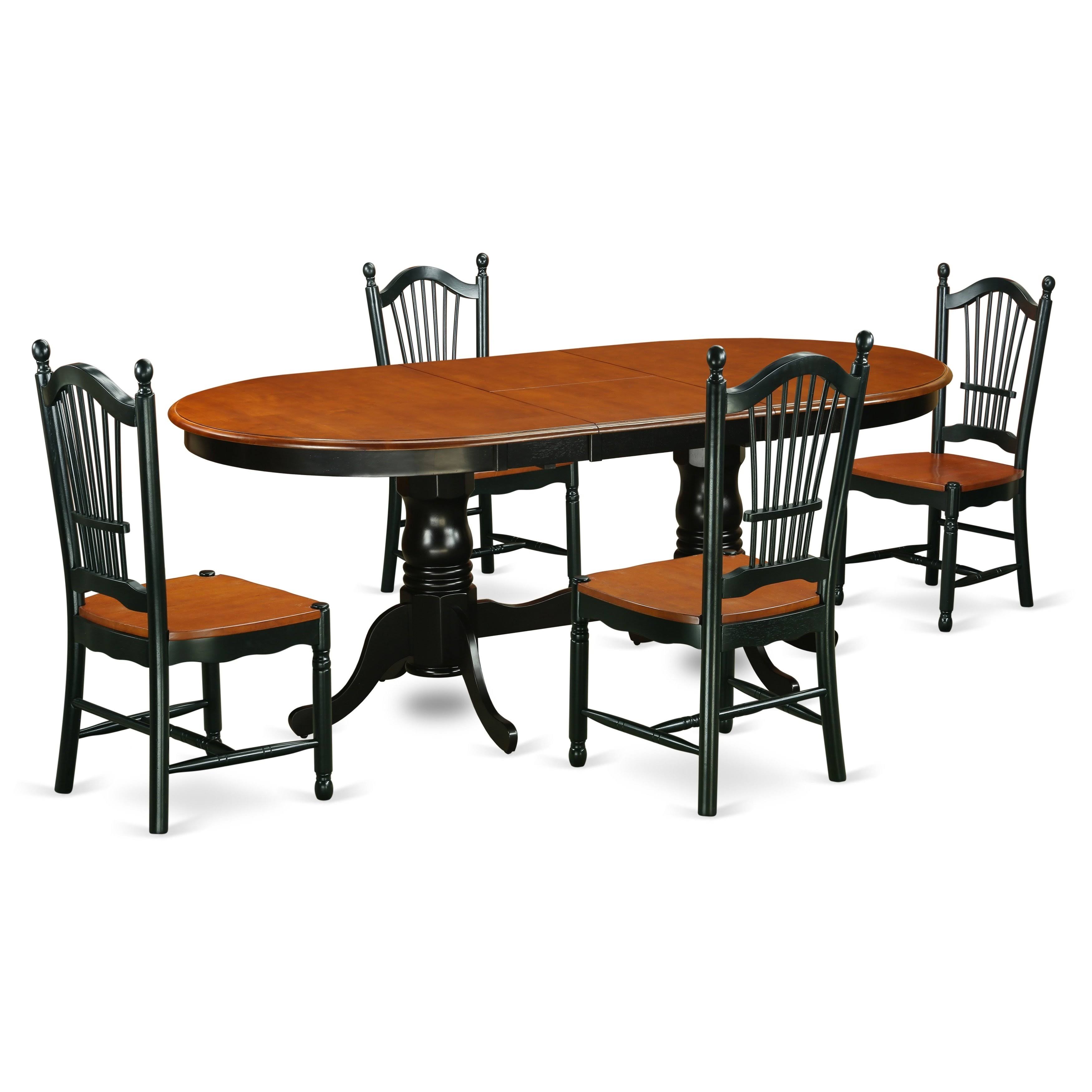 East West Furniture Pldo7-bch-w Dining Set 7 Pieces Black/Cherry