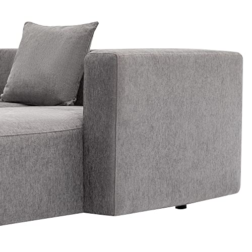 110.20" L Shape Curved Sofa with Extra Chaise Lounge, Modern Chenille Upholstery Deep Seat Sectional Couch, Minimalist Style Comfy Sofa&Couch with Pillows for Living Room Furniture Sets