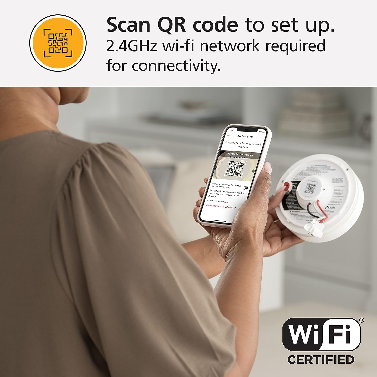 Kidde Smart Smoke Detector, WiFi, Alexa Compatible Device, Hardwired w/Battery Backup, Voice & App Alerts, 2 Pack