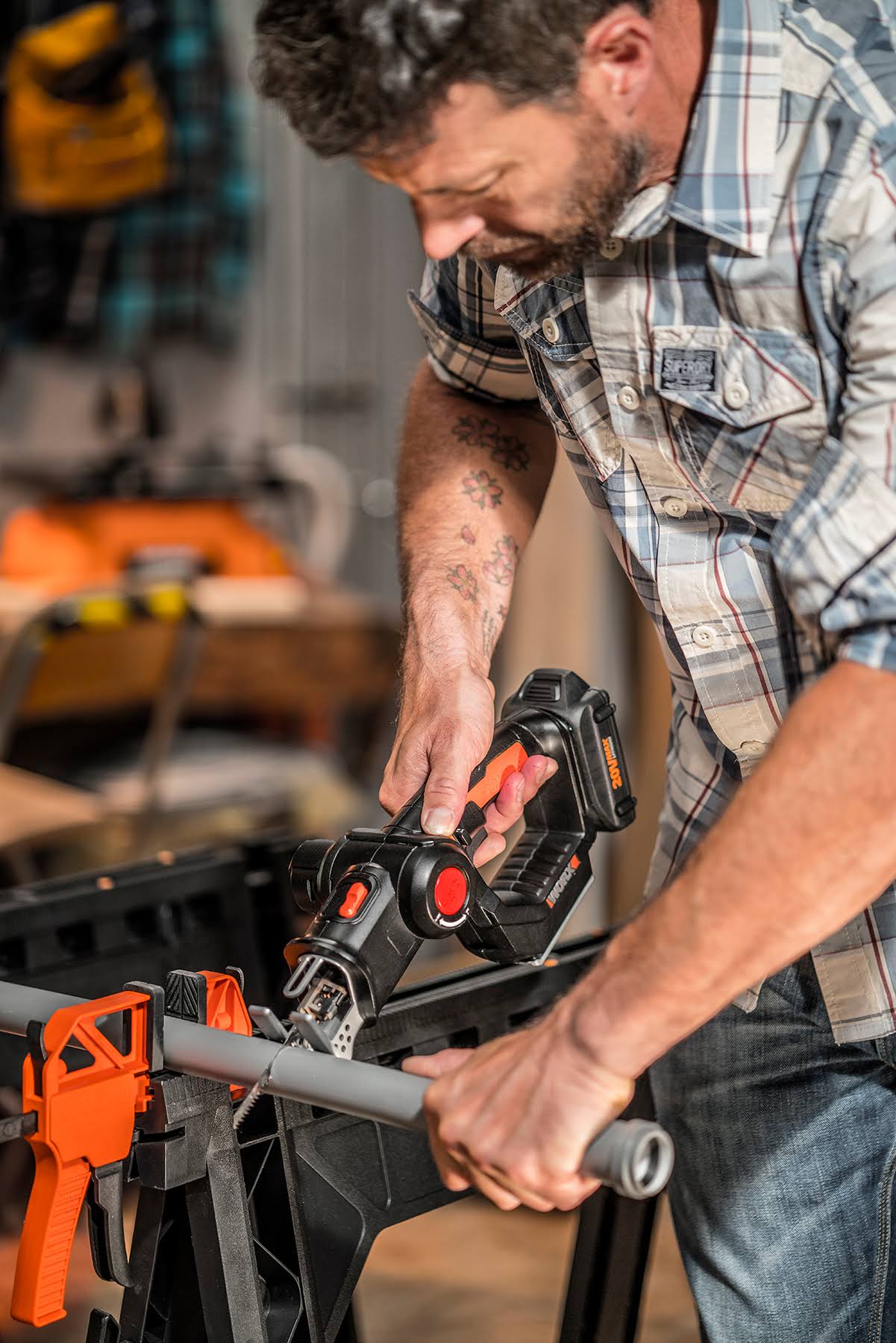 Worx WX550L.9 20V Axis 2-in-1 Reciprocating Saw and Jigsaw Tool Only