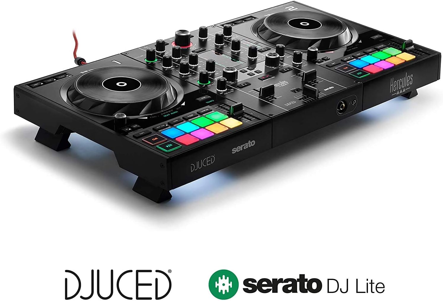 Hercules DJ Control Inpulse 500 DJ Software Controller + Professional DJ Headphones + Stereo Audio Cable + Hosa Interconnect Cable