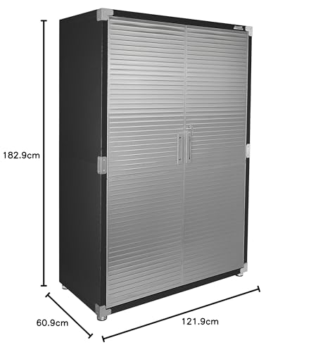 Seville Classics UltraHD Solid Steel Lockable Metal Storage Cabinet Locker Organizer, w/Adjustable Shelves for Garage, Warehouse, Office, Classroom, Granite, 48" W x 24" D x 72" H