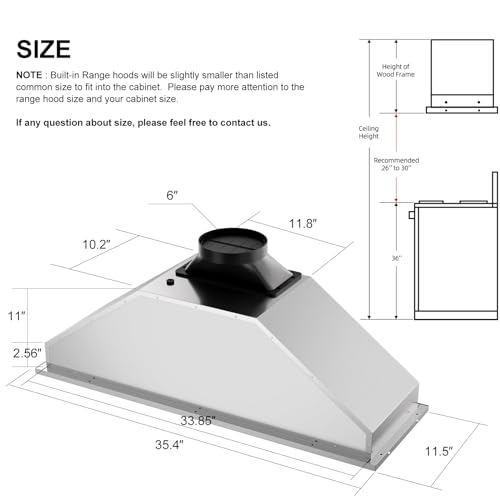 BRANO Insert Range Hood, 900 CFM Voice Control Kitchen Hood Stove Hood Vent with Touch Control, Gesture Sensing Touchless Control, 4-Speed Fan, Convertible Ducted/Ductless