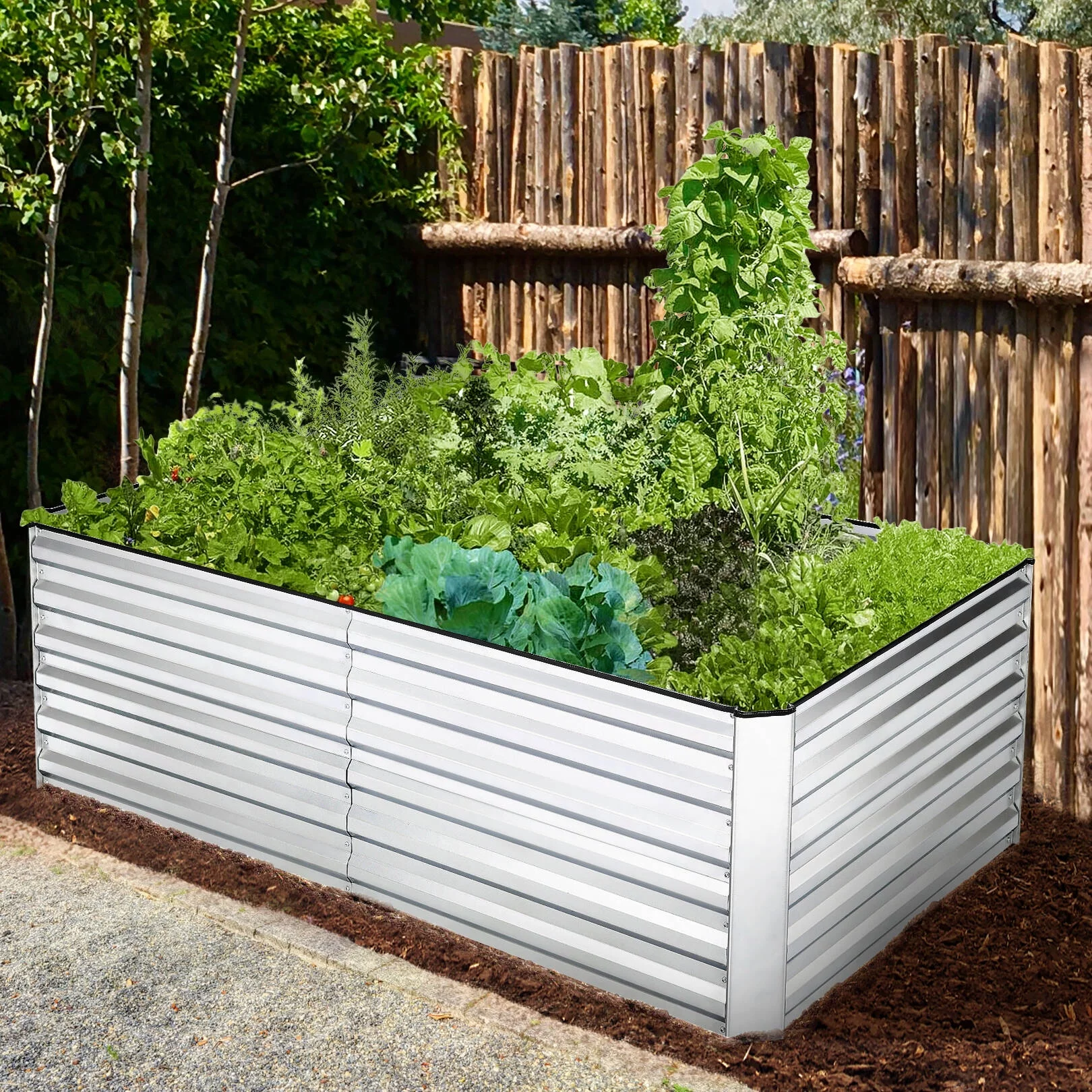 SEJOV Galvanized Raised Garden Beds 6ftx3ftx2ft Large Metal Garden Beds Galvanized Steel Planter Box for Vegetables Flowers Herbs