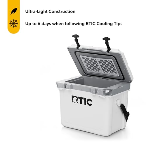 RTIC Ultra-Light 22 Quart Hard Cooler Insulated Portable Ice Chest Box for Drink, Beverage, Beach, Camping, Picnic, Fishing, Boat, Barbecue, 30% Lighter Than Rotomolded Coolers