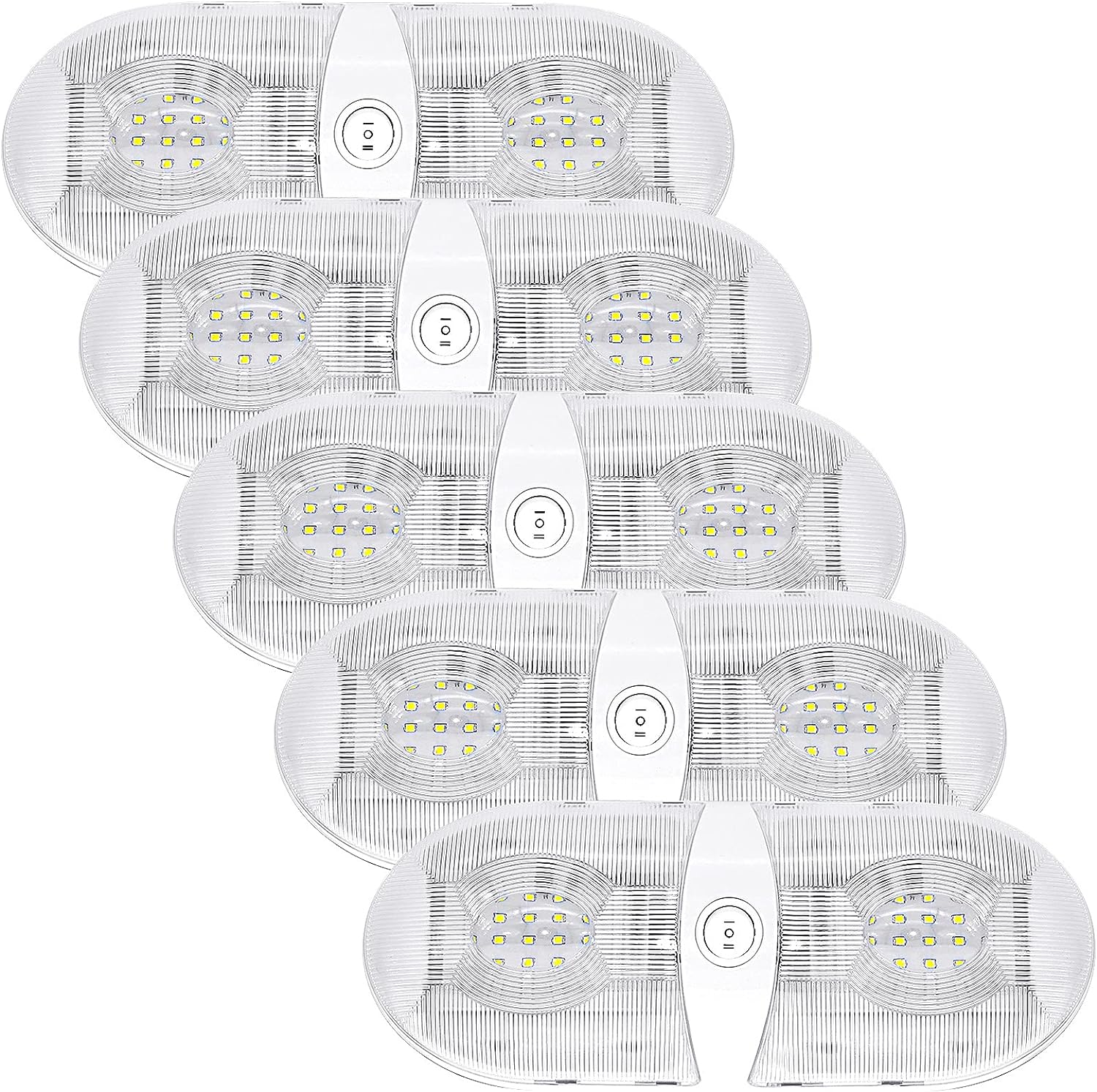 Miady RV Interior Light 650 Lumens 12V RV LED Ceiling Dome Light with ON/Off Switch for Car/RV/Trailer/Camper/Boat, Natural White 4000-4500K, 60X2835SMD (Pack of 5)