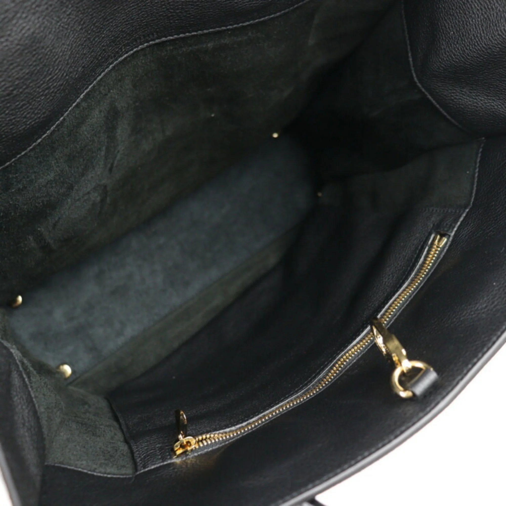 Pre-Owned GUCCI Gucci Logo Medium Tote Bag Shoulder 674850 Embossed Leather Black Gold Hardware 2WAY Handbag 2022 Current Product (Good)