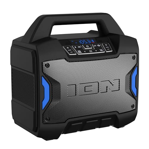 ION Block Rocker - Portable Bluetooth Outdoor Party Speaker with Karaoke Microphone, Battery, 4 Speakers, Radio, USB Port, App, Water-Resistant, 120W