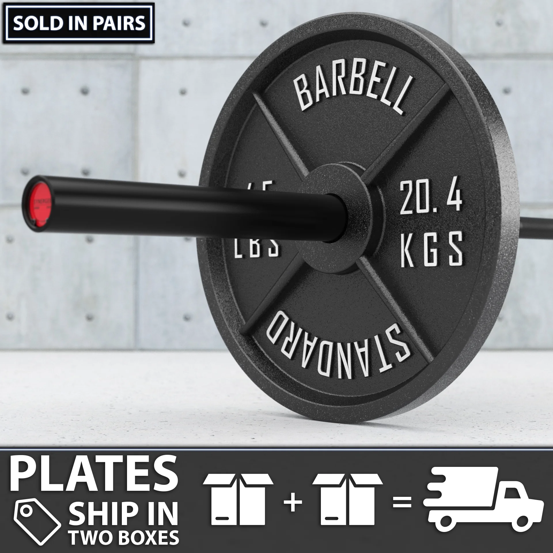 Synergee Standard Metal Weight Plates 45 lb Pair. 2” Opening for Bodybuilding, Olympic & Power lifting workouts. Classic Old School Metal Weighted Plates.