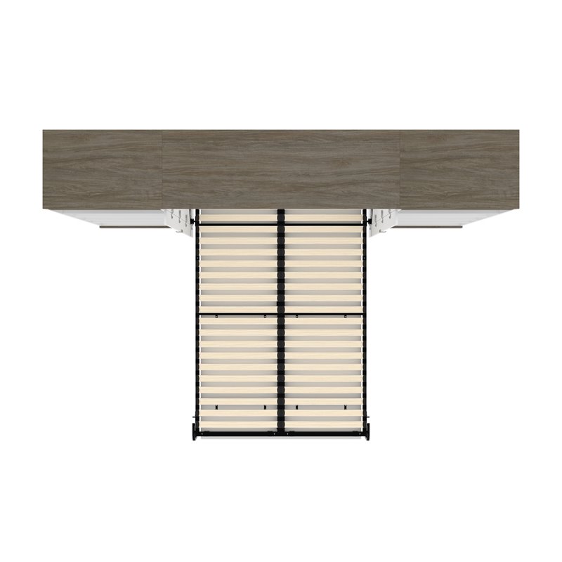 Atlin Designs 118" Modern Wood Full Murphy Bed with 2 Bookcases in White
