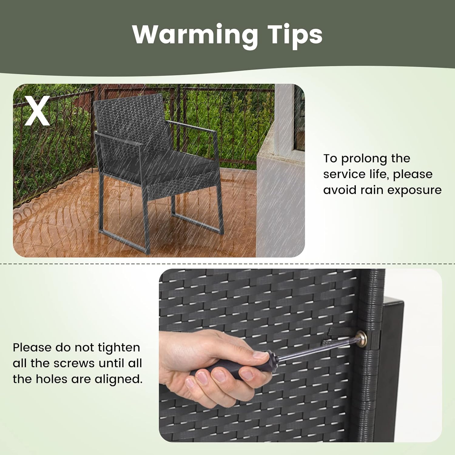 COSTWAY 3pcs Patio Furniture Set Heavy Duty Cushioned Wicker Rattan Chairs Table Outdoor Black