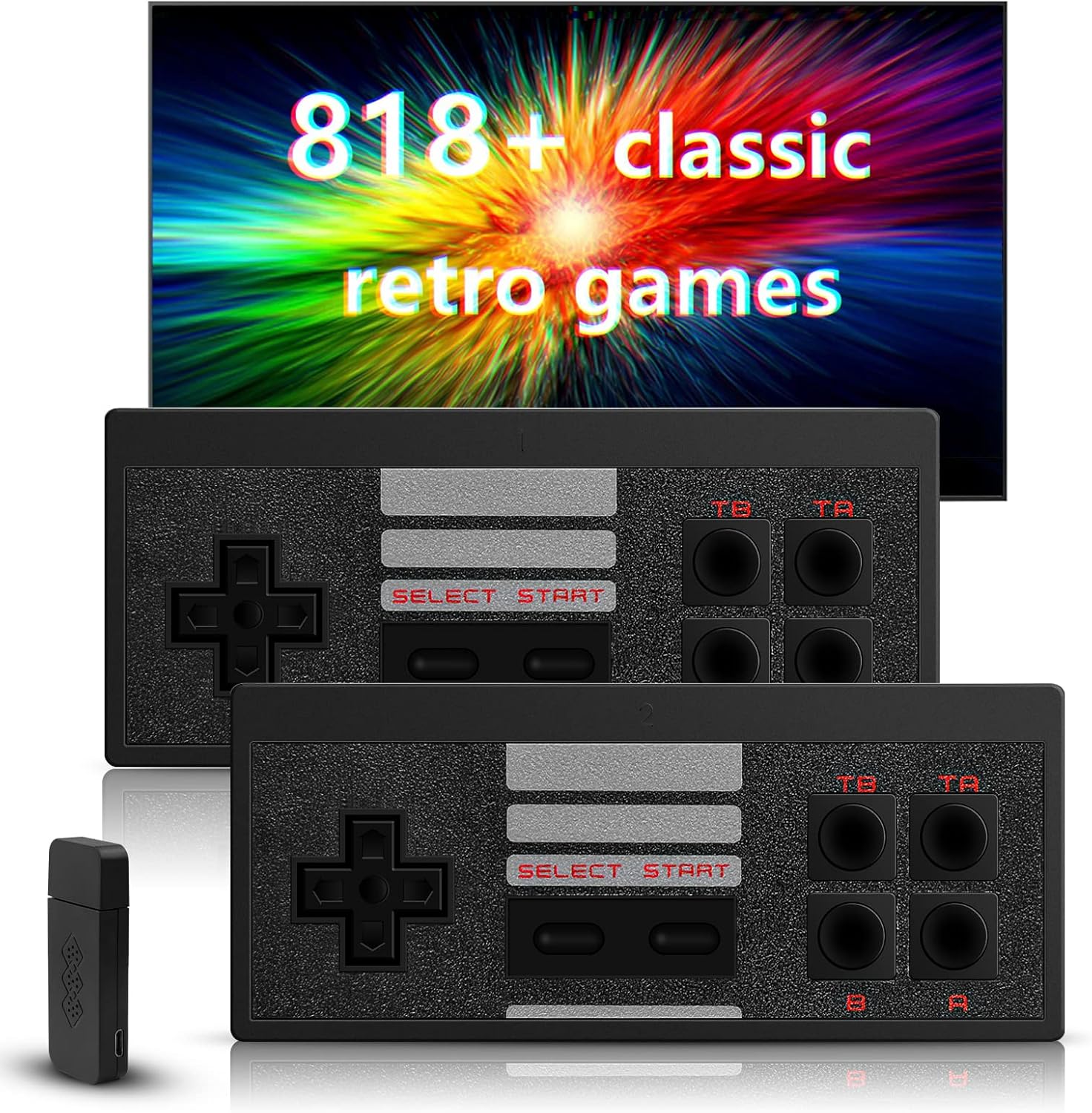 Retro Video Game Console with 818 Classic HD Video Games, Wireless Controller Game Console, Plug and Play HDMI Video Game Console, Old Arcade Retro Console Ideal Gift for Children and Adults