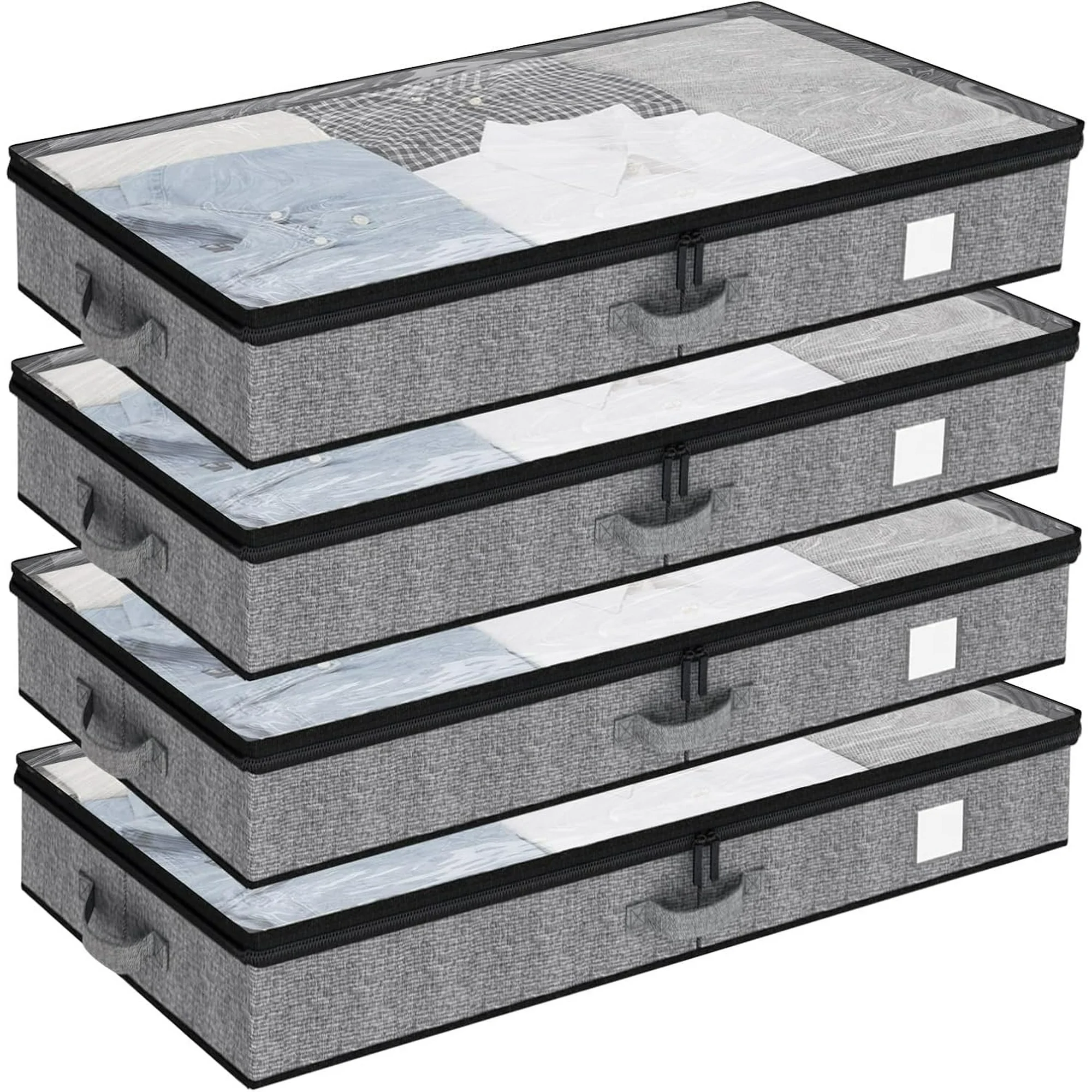 2 Pack Under Bed Storage Containers, Below 4.5 Inches Low Profile Underbed Organizer Clothes Storage with Sturdy Sidewalls and Bottom
