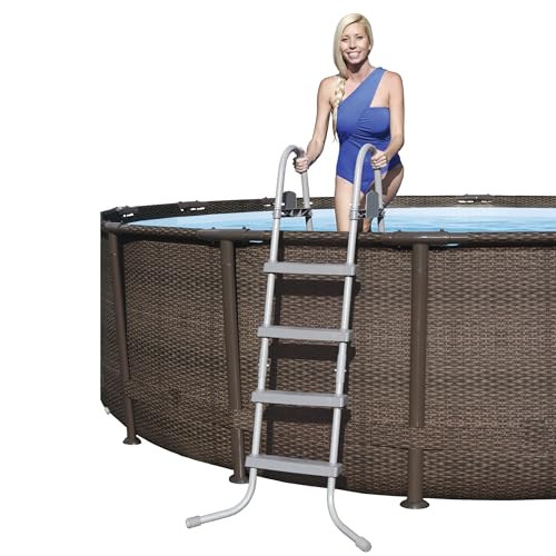 Bestway Power Steel 14’ x 42” Round Above Ground Outdoor Backyard Swimming Pool Set with 1,000 GPH Filter Pump, Ladder, and Pool Cover