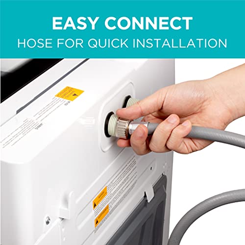 BLACK+DECKER 0.9 Cu. Ft. Portable Washer, 6.6 lb. Capacity Washing Machine for Homes & Apartments, 5 Wash Cycles, Quick Connect Sink Adapter and Drain Hose Included, Transparent Lid & LED Display, BPWM09W, White