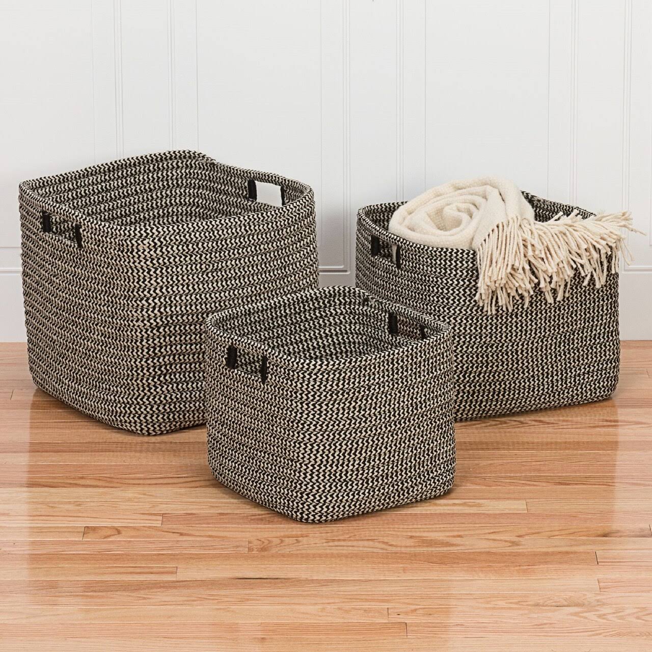 12x22 Black and White Industrial Rectangular Storage Basket - 34235216