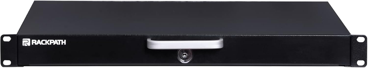 RackPath 1U Rack Mount Drawer for 19 Inch AV/Network/DJ Equipment Racks or Cabinets with Lock and Key