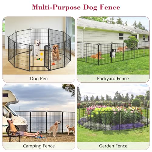 Dog Playpen, 32inch 10 Panels Outdoor Dog Fence Indoor Dog Pen Anti-Rust Pet Puppy Pen Dog Exercise Pen with Lock for Medium Small Dogs, Portable Pet Fence for Yard RV Camping