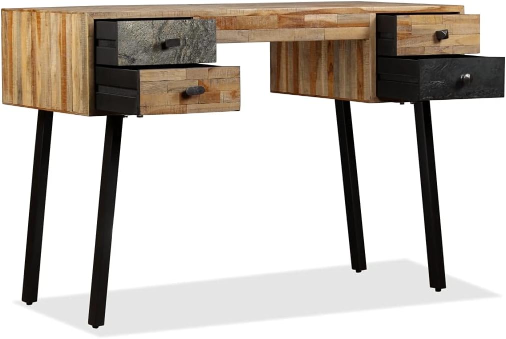Writing Desk,Office Desk with Drawers,Study Desk,Secretary Desk,Bedroom Desk,with 4 Drawers,Can be Used as a Computer Table, Worktable, Solid Reclaimed Teak 43.3"x19.6"x29.9"