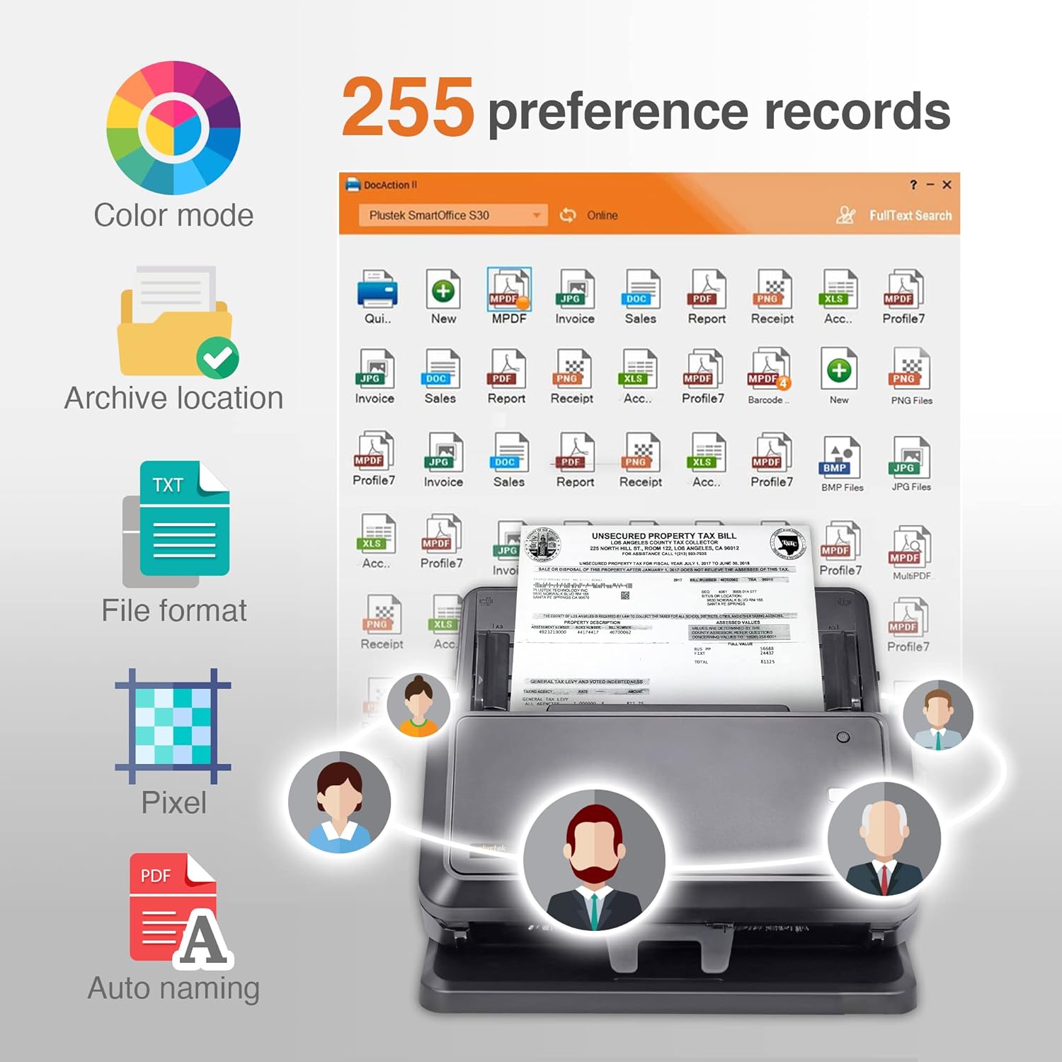 Plustek SmartOffice S30 High Speed A3 Large Format Duplex Document Scanner, with 100-page Auto Document Feeder (ADF). Scan 12” x 17” size or legal-size document