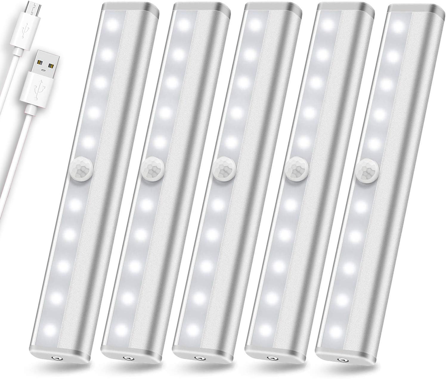 Led Motion Sensor Closet Lights 5 Pack, Wireless Under Cabinet Lighting Rechargeable Under Counter Lights, Homelife Motion Sensor LED Lights, Stick-on Anywhere Night Light Bar for Kitchen Wardrobe