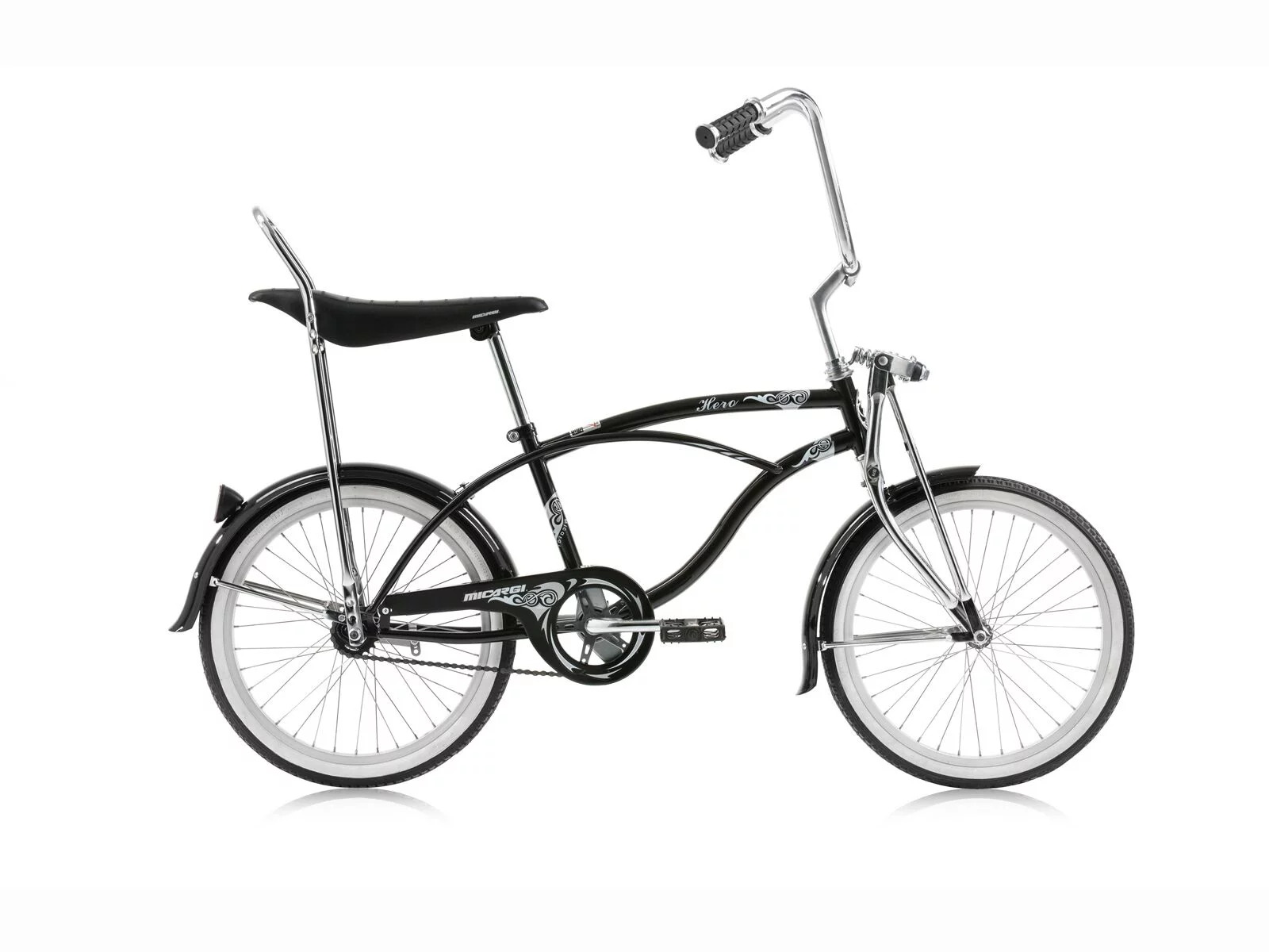 Wonder Wheels 20 In. Beach Cruiser Lowrider Coaster Brake Single Speed Bicycle, Bike With Banana Seat Stainless Steel Spokes One Piece Crank Alloy Rims 36 H - Black