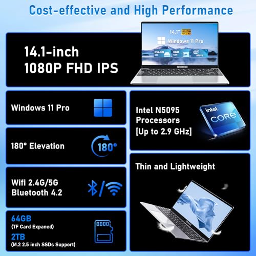 16 Inch Gaming Laptop, Laptop Computer 2025 Windows 11 Pro, 16GB RAM 512GB SSD, Intel 12th Gen N95 Processor(up to 3.4GHz), Backlit Keyboard, Fingerprint Unlock, FHD 1920 * 1200